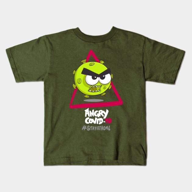 Angry COVID-19, #stayathome Kids T-Shirt by beatrizescobarilustracion
